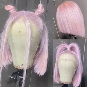 GL New Arrival Fairy Light Purple Moda Cor Lace Front Bob Perucas Personalizado bule rosa orang vermelho colorido perucas de cabelo humano