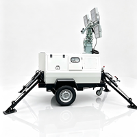 Mât de levage hydraulique entièrement automatisé tour d'éclairage alimentée par un générateur diesel montée sur remorque