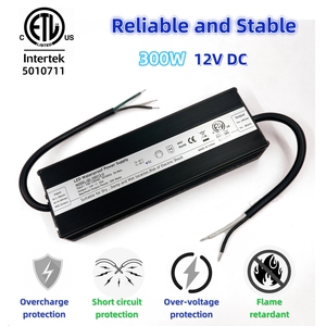 ETL Listed 300W <strong>Power</strong> Supply AC 100-130V 12V DC Converter Transformer <strong>Adapter</strong> for Outdoor IP67 <strong>LED</strong> <strong>Strips</strong> Surveillance Industry - Product Image 2