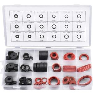 Kit Combinato di Guarnizioni in Acciaio, Carta e Gomma Rosse e Nere da 141 Pezzi, Anelli di Tenuta in Gomma Resistenti alle Alte Temperature, O-ring - Product Image 1