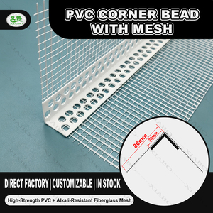 Profilo angolare rigido in PVC da 2,4 m con rete in fibra di vetro pre-incollata, protezione anti-crepa <span class=keywords><strong>per</strong></span> pareti in cartongesso, EIFS e intonaco - Product Image 1