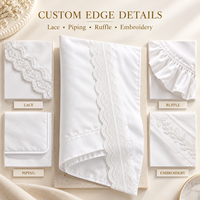 Ensemble de literie en satin 100% coton de luxe pour hôtel 5 étoiles, avec bordure en dentelle, housse de couette, drap et taies d'oreiller, pour la vente en gros aux hôtels