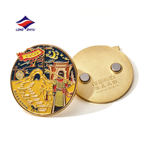 Aimants de réfrigérateur en métal émaillé souple personnalisés avec logo promotionnel Longzhiyu 20 ans, souvenirs touristiques de ville, autocollants magnétiques pour réfrigérateur