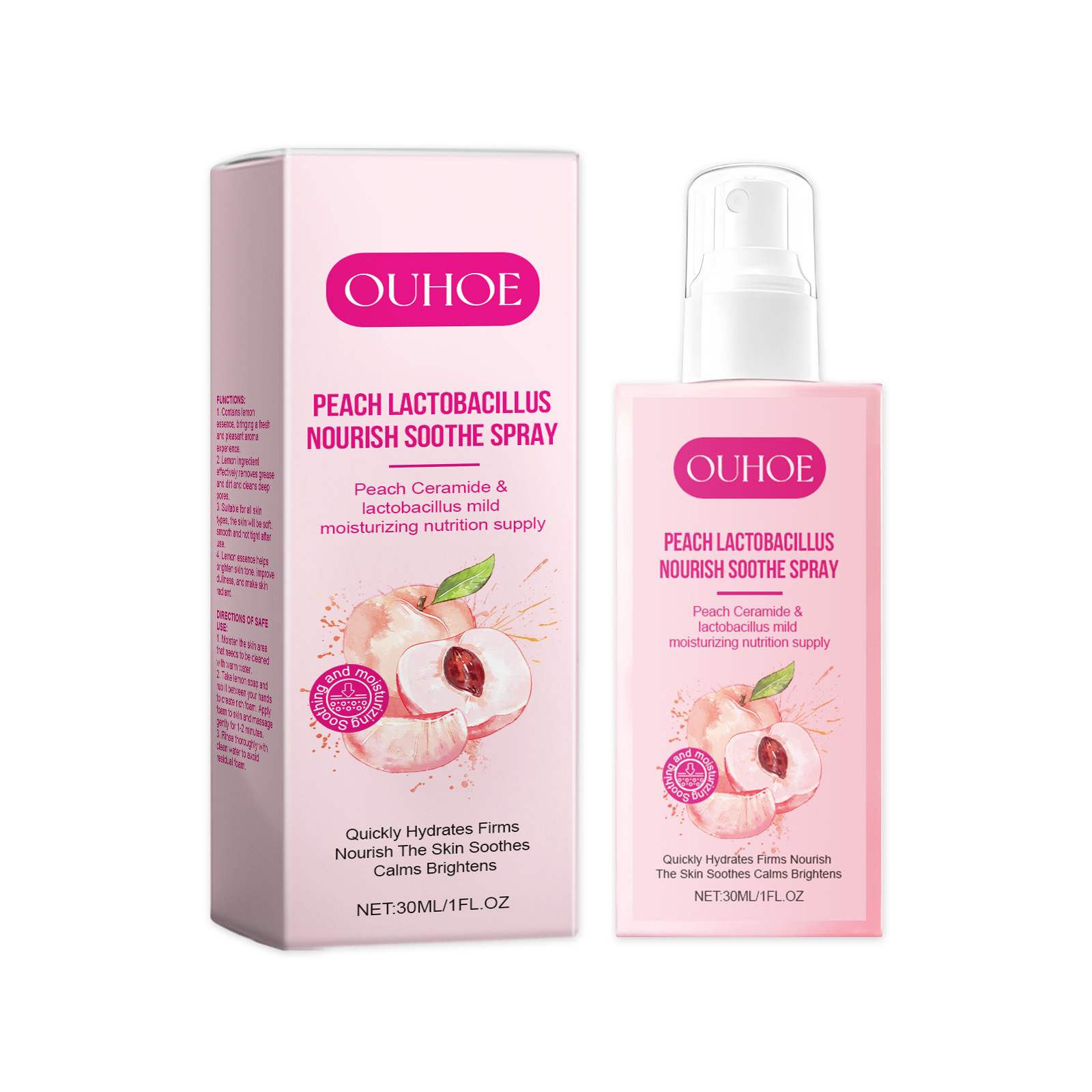 OUHOE Lactic Acid Facial Mist Sprayer Gently Nourishing and Refreshing Hydrating Treatment Brightens Skin Tone