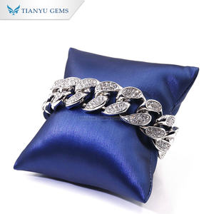 Tianyu-pulsera <span class=keywords><strong>cubana</strong></span> de 6 a 8 pulgadas para hombre, gemas personalizadas, chapadas en plata auténtica, oro de 18K grueso, Hip Hop - Product Image 4