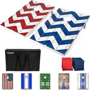 Jeu de Cornhole en bois avec sacs de lancer pour utilisation en extérieur et en intérieur, plateau de jeu de 48x24 pouces avec motif drapeau américain - Product Image 2