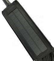 Parapluie droit en tissu pongé avec ventilateur intégré à énergie solaire, personnalisable, style américain, ouverture manuelle, idéal pour cadeaux d'affaires