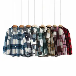 TYDMJ Fashion Winter Mid Length Turn Down Collar Thick Contrast Color Plaid Jacket Coats