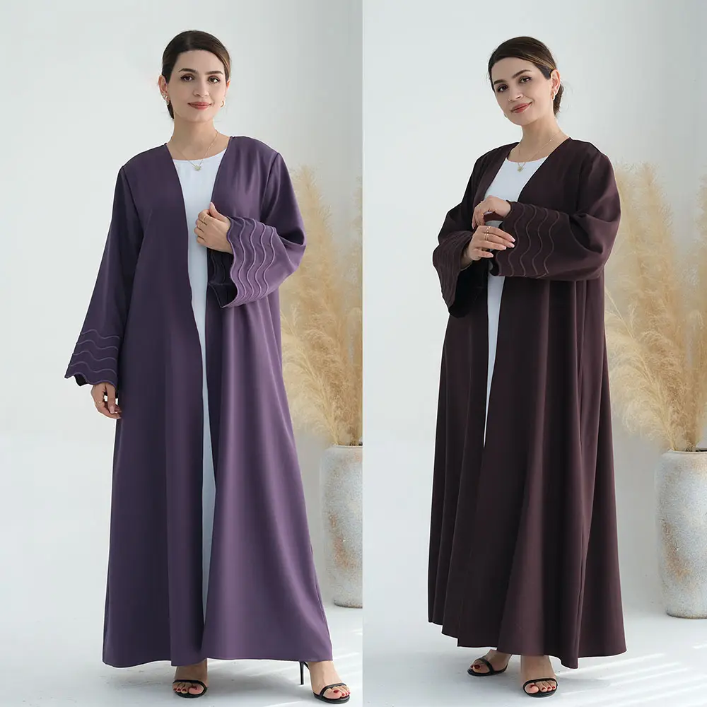 Wellmuster Stickerei offenes Abaya passende chiffon Hijab Kaftan Kleid Kardighan Abaya Damen muslimisches Kleid Dubai islamische Kleidung