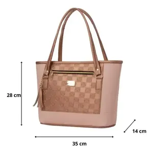 Bolso Tote para Mujer Fana Lala, Cuero PU, Patrón Geométrico, Cierre de Cremallera, Elegante, Uso Diario, Estilo Veraniego - Product Image 4