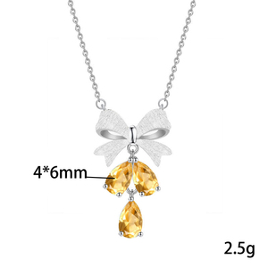 Collar de Plata de Ley 925 de Alta Calidad con Borla y Lazo, con Piedra Natural en Forma de Gota de Agua de 4*6mm, para Regalo - Product Image 6