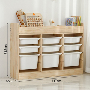 Mobiletto Organizzatore Giocattoli in Legno di Pino Massiccio Naturale Ecologico per Cameretta Bambini, <span class=keywords><strong>Scaffale</strong></span> <span class=keywords><strong>Montessori</strong></span> per Asilo Nido - Product Image 3