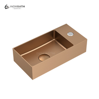 Lavabo de Acero Inoxidable 304, Lavabo de Pared de Lujo, Lavabo para Baño con Orificio para Grifo