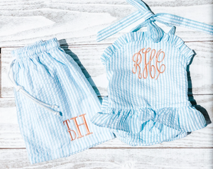 Traje de Baño Monogramado para Bebé Niña, Traje de Baño de una Pieza con Volantes, Ropa de Playa de Verano para Niña Pequeña, Traje de Baño a Juego para Niño 2026 - Product Image 1
