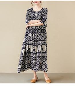 Vestidos de Algodón para Mujer en la Tienda en Línea de Alibaba, Vestidos de Algodón <span class=keywords><strong>Puro</strong></span>, Vestidos Estampados de Algodón para Mujer, Vestido Listo para Usar - Product Image 5