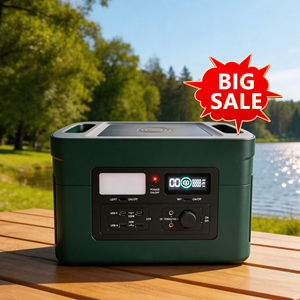 1200W 1024Wh Portable Solar Generator <b>Rechargeable</b> Power Station with LED Emergency Light Qi Wireless Charger for Outdoor RV - Product Image 6