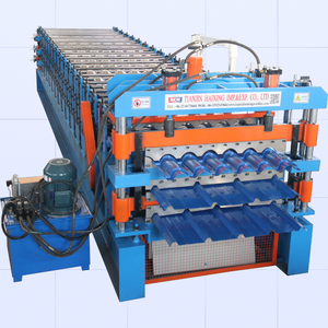Hoja de techo de teja galvanizada que hace la máquina formadora de rollos de <span class=keywords><strong>pizarra</strong></span> de techo de tres capas - Product Image 1