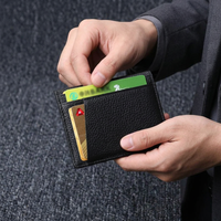 Portefeuille fin pour homme en cuir PU minimaliste personnalisé avec motif lettres, porte-cartes, porte-monnaie, vente en gros OEM