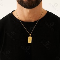 Gemnel hip-hop bijoux plaqué or collier hommes carré étiquettes de chien en acier inoxydable croix pendentif