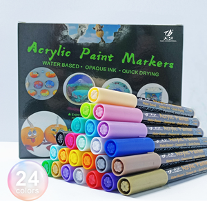 Marcadores de Pintura Acrílica de 24 Colores, Punta Mediana, <span class=keywords><strong>para</strong></span> <span class=keywords><strong>Pintar</strong></span> Rocas, Piedra, Cerámica, Vidrio, Madera, Tela, Lienzo, <span class=keywords><strong>Porcelana</strong></span>, Metal - Product Image 1