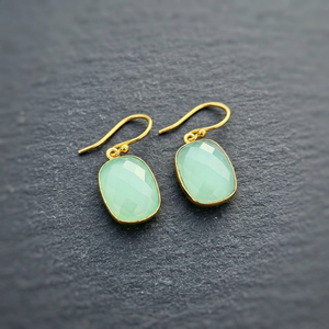 Pendientes Geométricos de Latón Chapado en Oro con Cristal Facetado Verde Menta, Estilo Clásico, Joyería de Moda para Mujer, Regalo - Product Image 2