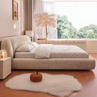 Lit rembourré moderne et minimaliste avec espace de rangement multifonctionnel, lit de villa haut de gamme rembourré et moelleux pour jeunes mariés