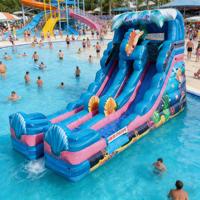 Toboggan aquatique gonflable à trois voies sur le thème de l'océan DST, en PVC, pour enfants, aventure sous-marine, respectueux de l'environnement, qualité commerciale
