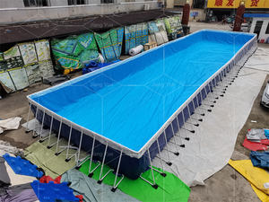 Piscina Sobre Suelo de Armazón Metálico de Acero Inoxidable, Alberca Rectangular o Cuadrada Grande de PVC con Anillo Estructural - Product Image 2