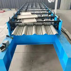 Ijzeren Plaat Roll Vormen Lijn Gegolfde Dubbele Liner Metalen Dak Tegel Making Machine