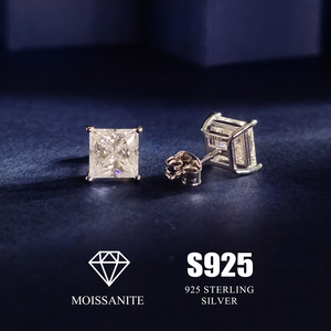 Rhodium Plated S925 Sterling Silver Stock <strong>Square</strong> <strong>Earrings</strong> Luxury VVS Moissanite Lab Grown <strong>Diamond</strong> Women Stud <strong>Earrings</strong> - Product Image 2