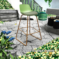 Tabouret de bar design moderne en vente chaude, chaise colorée à pieds hauts en plastique, mobilier de restaurant et de café pour l'extérieur, jardin, salle à manger