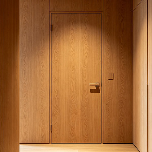 Puerta Interior Minimalista de Madera Maciza con Acabado, de Operación Manual, para Dormitorio - Product Image 5