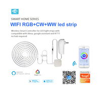 Tuya Smart Wifi Strip Lights 5M Set 5050 + 2835 RGB + CW + WW Alexa Voice Control Cuttable LED Strip pour la décoration intérieure Compatible Sapp