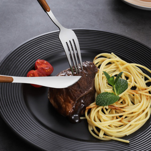 Ensemble de couverts en acier inoxydable de style portugais, couteau à steak à long manche, fourchette, cuillère, kit moderne de fourchettes à pâtes, dessert et thé - Product Image 3