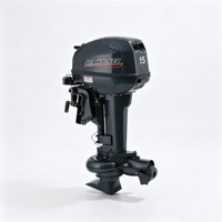 Moteur hors-bord à essence 2 temps SEA WALKER 15HP avec propulsion par jet et réservoir de 24L pour bateau pneumatique en aluminium de pêche