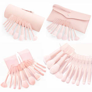 HeXueNew 10pcs Mini Pink Makeup Brushes Matte Transparent Handle Portable Soft Hair Fan Brush Set Face Beauty <b>Tools</b> - Product Image 2