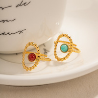 Nouvelle mode, haute qualité, délicate, bague en acier inoxydable 18 carats, bijoux de fiançailles, élégante, vintage, ovale, pierre œil de tigre, anneaux en obsidienne