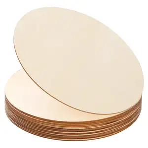 Venta al por mayor 10 pulgadas de madera discos-Redonda inacabado registro rebanada en piezas de madera señales de disco de madera círculo placas cartel decoración de diy