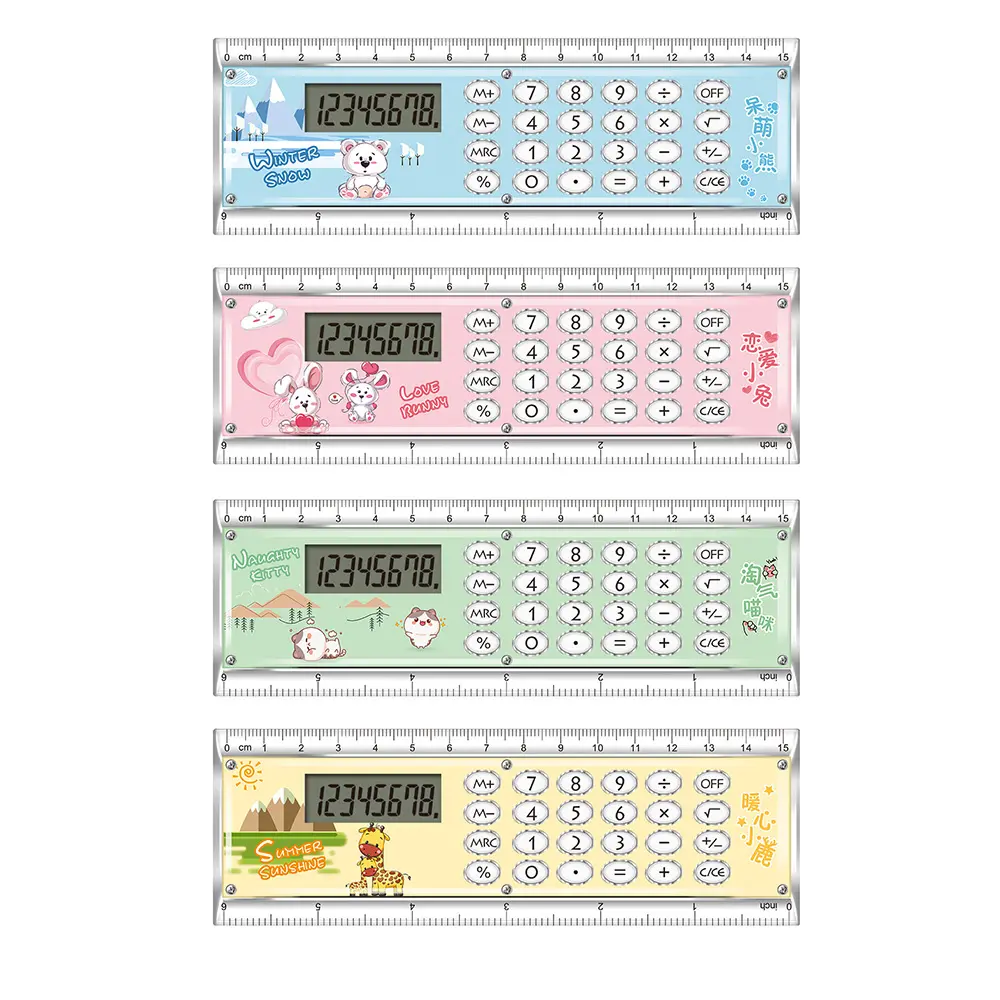 Règle de papeterie personnalisée pour enfants étudiants, cadeau de Promotion coréenne, règle en plastique colorée de 15cm avec calculatrice
