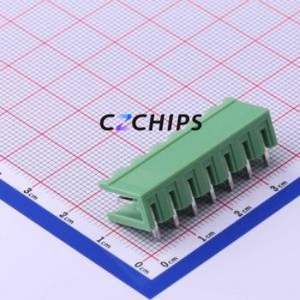 XY2500R-A-5.00-7P Plug-in Terminal Block Bent Lead Through Hole,P=5mm Connector Board-to-Board / Socket - Open 1x7P 5mm Green - Product Image 2