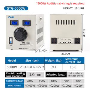 Transformador de Potencia ajustable con pantalla LCD <span class=keywords><strong>STG</strong></span> 5KVA al por mayor, 0-300V Variac para cortador de espuma, regulador de voltaje, frecuencia de 50/60Hz - Product Image 6