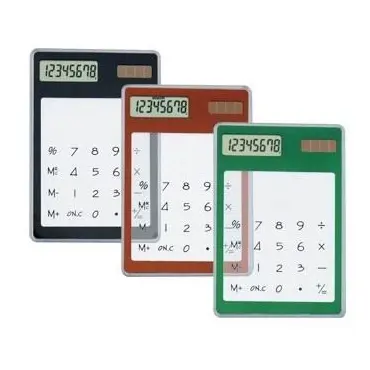 Custom Logo Clear Plastic LCD Screen 8 Digits Display Solar Calculator