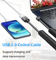 Câble enroulé USB 2.0 mâle à femelle à 90 degrés