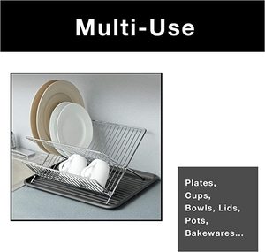 Organizador de Cubiertos de Cocina DS1499, Escurridor de Platos Plegable de Acero Inoxidable, Escurridor de Platos Plegable de 2 Niveles - Product Image 5