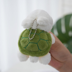 Porte-clés en peluche lapin mignon tortue hybride adorable animal en peluche lapin avec coquille verte/bleue cadeau porte-clés idéal pour les enfants - Product Image 5