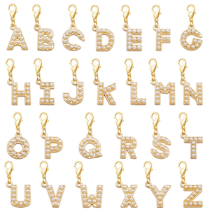 진주 장식 금 합금 알파벳 참 펜던트 목걸이 팔찌 열쇠고리 제작 및 가방 신발 장식용 - Product Image 3