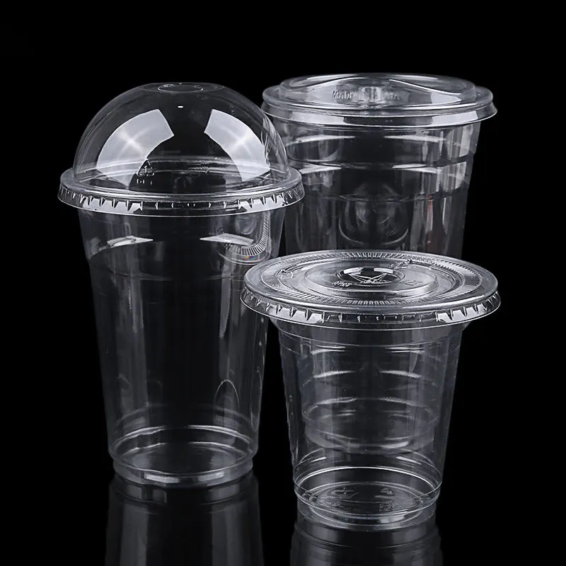 360 мл 500 мл 700 мл прозрачные холодные напитки ПЭТ пластиковая кофейная чашка с индивидуальным логотипом одноразовые пластиковые Пузырьковые чайные чашки с крышкой
