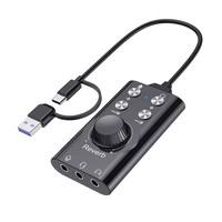 Carte son portable avec effets vocaux et 16 bits 48 kHz |   Sortie double casque pour jeux, suppression du bruit, son surround virtuel 7.1