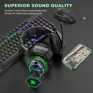Audífonos para Juegos <span class=keywords><strong>ONIKUMA</strong></span> <span class=keywords><strong>K10</strong></span> con Cable e Inalámbricos de 2.4G, Luz Verde, Auriculares Gamer para PS4 PRO - Product Image 4