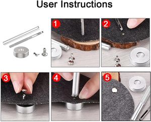 Ensembles de rivets en acier inoxydable pour cuir, rivets à double capuchon, clous métalliques tubulaires, accessoires de réparation et de décoration pour l'artisanat du cuir - Product Image 4